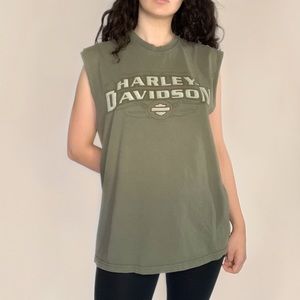 Harley Davidson Large Olive Green Muscle Shirt